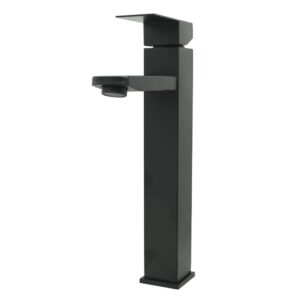 LLAVE LAVAMANOS MONOCONTROL ACERO INOXIDABLE  CUADRADA NEGRA ALTA 30CM UDUKE (HT2031)