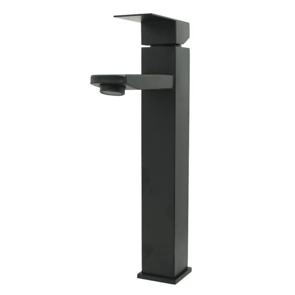 LLAVE LAVAMANOS MONOCONTROL ACERO INOXIDABLE  CUADRADA NEGRA ALTA 30CM UDUKE (HT2031)