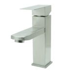 LLAVE LAVAMANOS MONOCONTROL ACERO INOXIDABLE CUADRADA SATINADA BAJA 18CM  UDUKE  (HT2032)