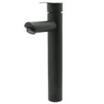LLAVE LAVAMANOS MONOCONTROL ACERO INOXIDABLE REDONDA NEGRA ALTA 30CM  UDUKE (HT2035)