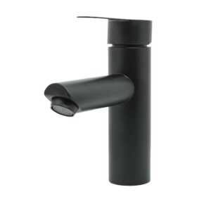 LLAVE LAVAMANOS MONOCONTROL ACERO INOXIDABLE REDONDA NEGRA BAJA 18CM UDUKE  (HT2034)