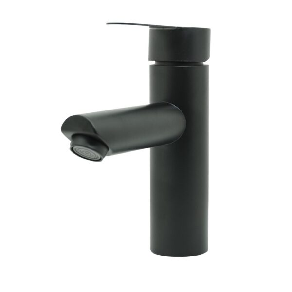 LLAVE LAVAMANOS MONOCONTROL ACERO INOXIDABLE REDONDA NEGRA BAJA 18CM UDUKE  (HT2034)