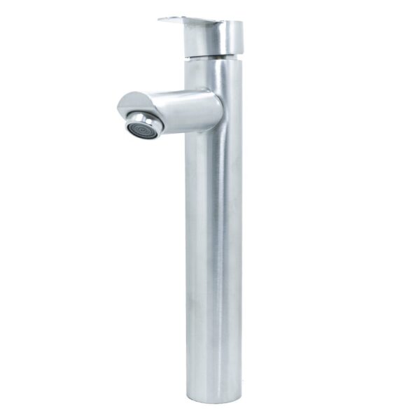 LLAVE LAVAMANOS MONOCONTROL ACERO INOXIDABLE REDONDA SATINADA  ALTA 30 CM UDUKE (HT2037)