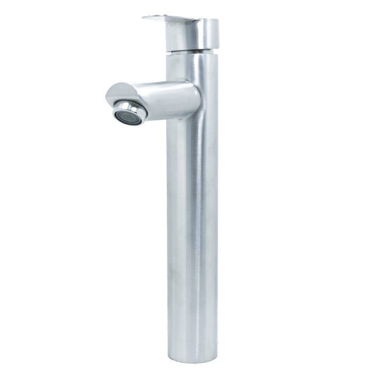 LLAVE LAVAMANOS MONOCONTROL ACERO INOXIDABLE REDONDA SATINADA  ALTA 30 CM UDUKE (HT2037)