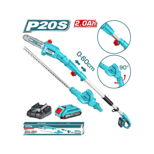 MOTOSIERRA INALAMBRICA PERTIGA Y CORTASETOS 20V INCLUYE BATERIA Y CARGADOR SUPER SELECT TOTAL (UTPTS201681)