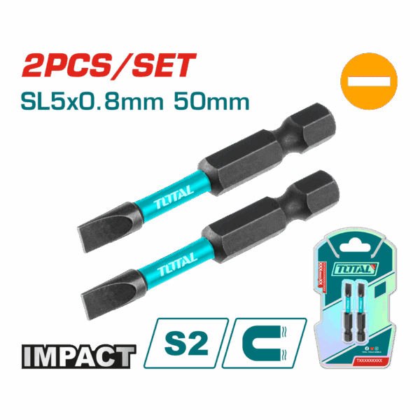 PUNTAS TALADRO IMANTADA 5X0.8MM 50MM (-) (-) JUEGO X 2 PZS INDUSTRIAL SUPER TOTAL (TACIM71SL550)