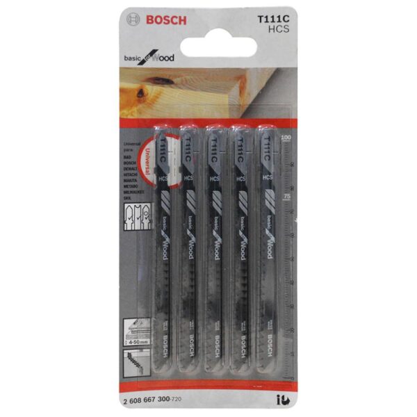SIERRA PARA CALADORA BOSCH X 5 PZS T111C MADERA ENCHAPES Y CORTES RAPIDOS (2608667300)