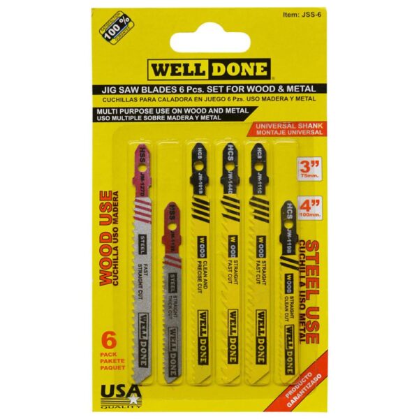 SIERRA PARA CALADORA WELLDONE X 6 (4 MADERA -2 METAL) (JSS-6