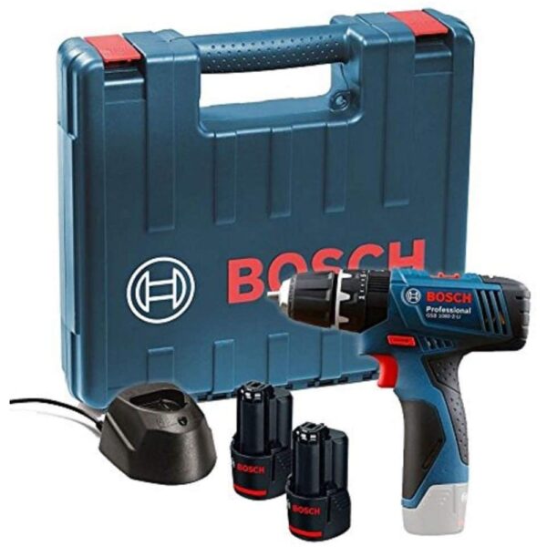 TALADRO BOSCH PERCUTOR INALAMBRICO 3/8 12V CARGA RAPIDA 2 BATERIAS DE 2.0 AH (GSB120-LI)(06019G81G0000)