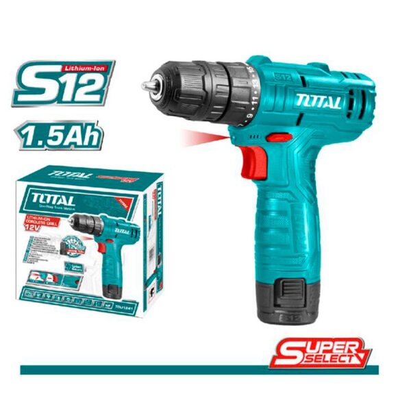 TALADRO INALAMBRICO 3/8 12V BATERIA ION DE LITIO Y CARGADOR INCLUIDO SUPER SELECT TOTAL (UTDLI12415)