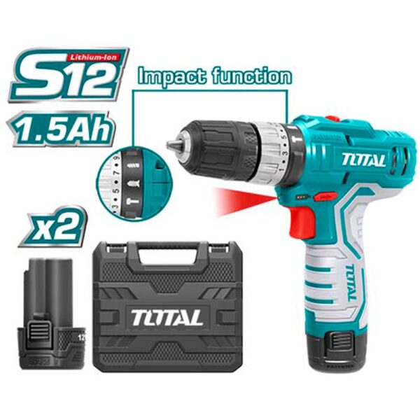 TALADRO INALAMBRICO 3/8 12V INCLUYE 2 BATERIAS 1.5 AH TOTAL (UTIDLI1232)