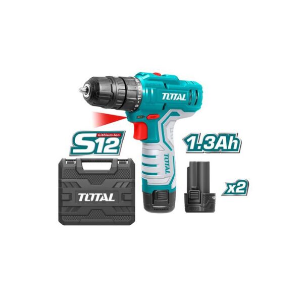 TALADRO INALAMBRICO 3/8 12V INCLUYE 2 BATERIAS Y CARGADOR 1.3 AH CAJA PLASTICA TOTAL (UTDLI12325)