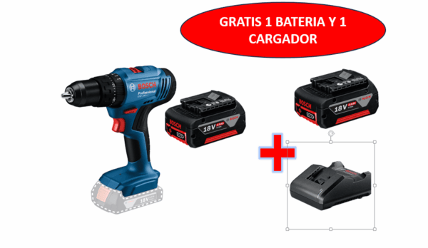 TALADRO INALAMBRICO BOSCH 1/2 GSB183-LI PERCUTOR 18V + 2 BATERIAS + CARGADOR