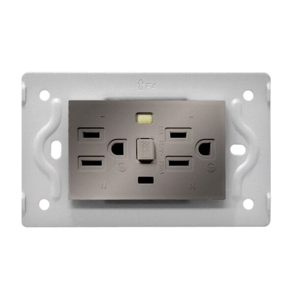 TOMA DOBLE GFCI LUXOR GRIS DUKE ENERGY (15A-127V) (V3-020)
