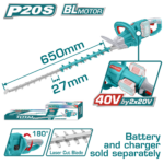 Cortasetos Inalambrico 40V Industrial Bateria y Cargador No Incluido Super Total (THTLI40028)