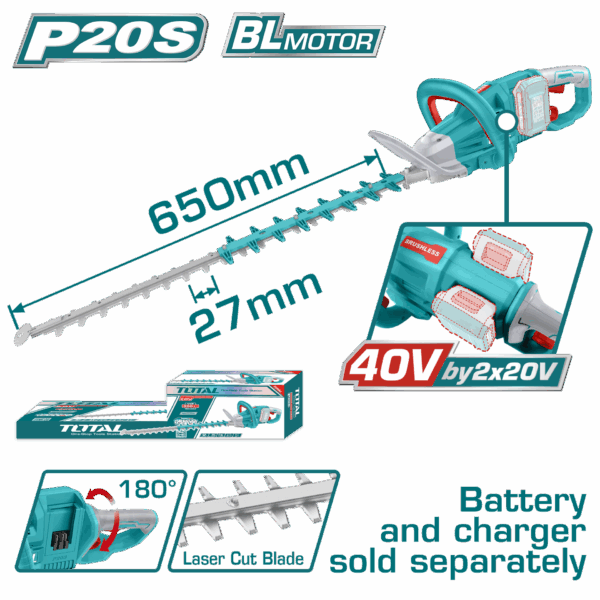 CORTASETOS INALAMBRICO 40V INDUSTRIAL BATERIA Y CARGADOR NO INCLUIDO SUPER TOTAL (THTLI40028)