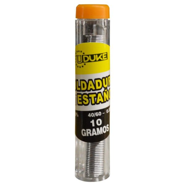 SOLDADURA ESTAÑO UDUKE TUBO 10 GRAMOS 40-60 (40% ESTAÑO) (0.8MM) (HT70114) Item:10128