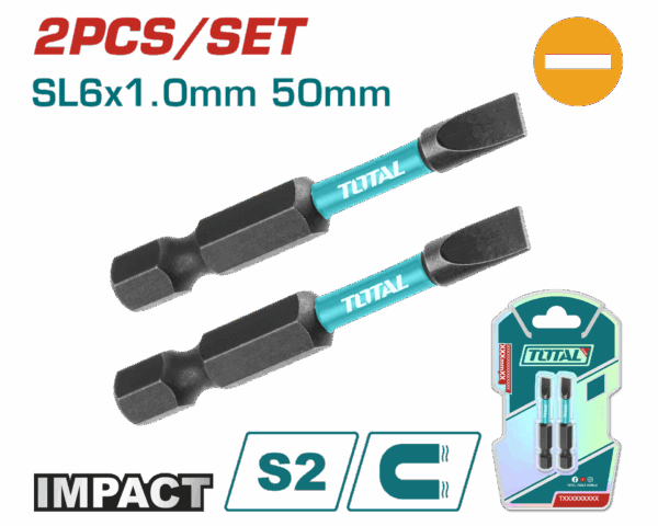 PUNTAS TALADRO IMANTADA 50MM (-) (-) JUEGO X 2 PZS INDUSTRIAL SUPER TOTAL (TACIM71SL650)