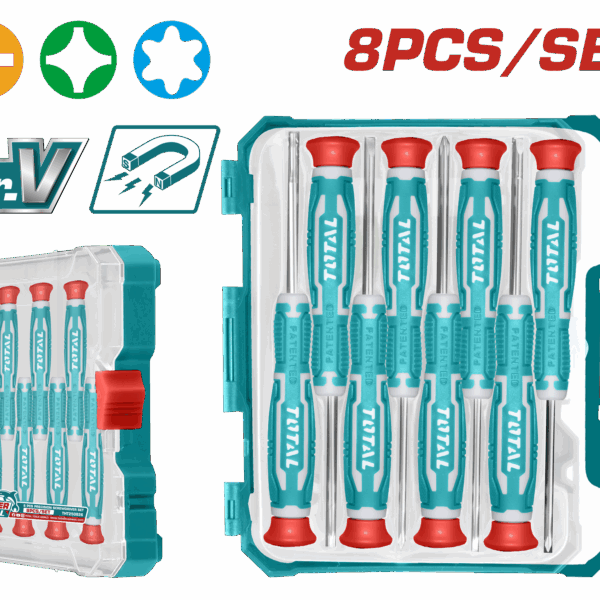 JUEGO DESTORNILLADORES X 8PCS DE PRECISION PUNTA INMANTADA INDUSTRIAL SUPER TOTAL (THT250826)