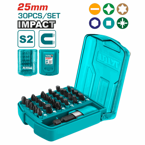 JUEGO DE PUNTAS DESTORNILLADOR IMANTADAS X 30 PCS INDUSTRIAL SUPER TOTAL (TACSD18306) B4B20572