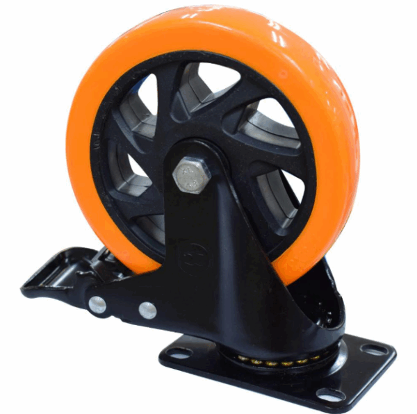 RODACHINES 5" PLANO NARANJA CON FRENO GIRATORIO 125MM 150KG (INDIVIDUAL) (HT40092) Item: 7815