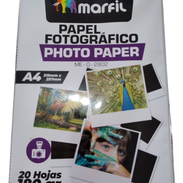 PAPEL FOTOGRAFICO MARFIL A4 180 GR SIN/ADHESIVE X 20 HOJAS