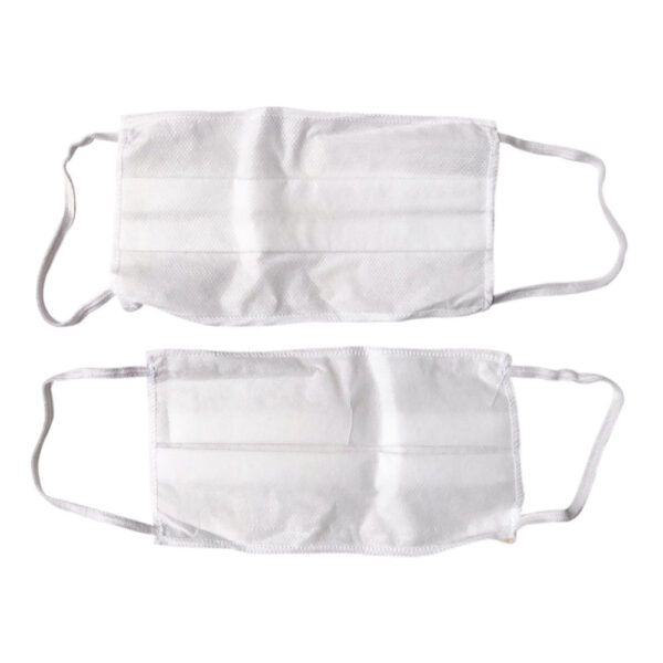 MASCARILLA TAPA BOCA TELA BLANCO 100% POLIPROPILENO ANTIFLUIDO 1 PLIEGUE (EMPAQUE INDIVIDUAL)
