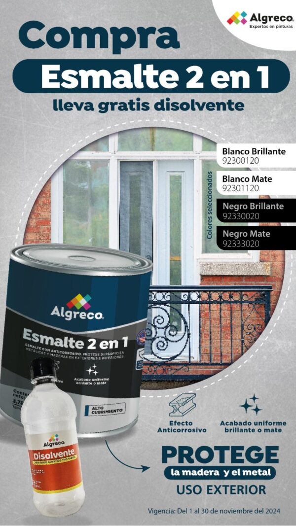 ESMALTE RAPIDO 2 EN 1 BLANCO GALON (92300120 (ALGRECO) BONIFICADO DISOLVENTE GRATIS