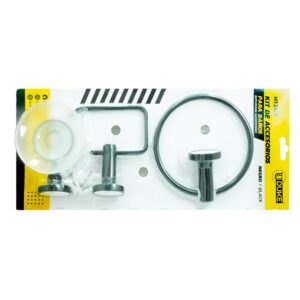 KIT ACCESORIOS PARA BAÑO X 3 PIEZAS NEGRO UDUKE (HT2165)