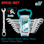 LLAVE MIXTA CON RACHE FLEXIBLE 8 - 19 MM JUEGO X 8 PZS SUPER SELECT TOTAL (THT102RK586)