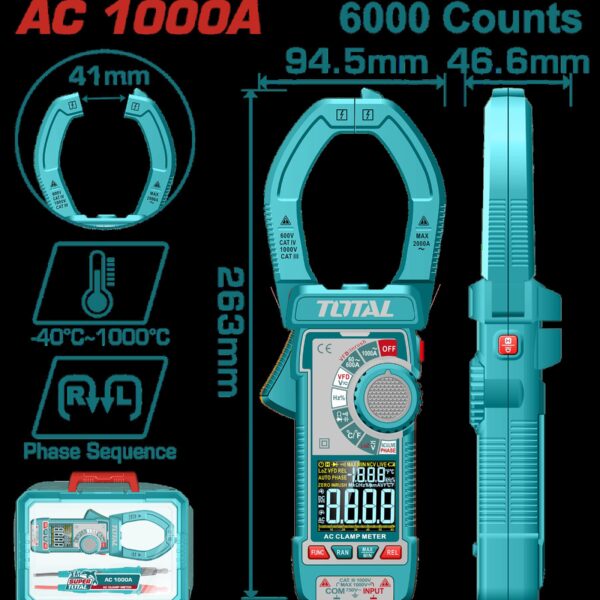 PINZA VOLTIAMPERIMETRICA 1000V DIGITAL INDUSTRIAL  SUPERTOTAL (TMT7610001)