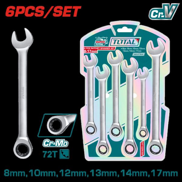 LLAVE MIXTA CON RACHE 8-17MM JUEGO X 6 PCS (THT102RK566)