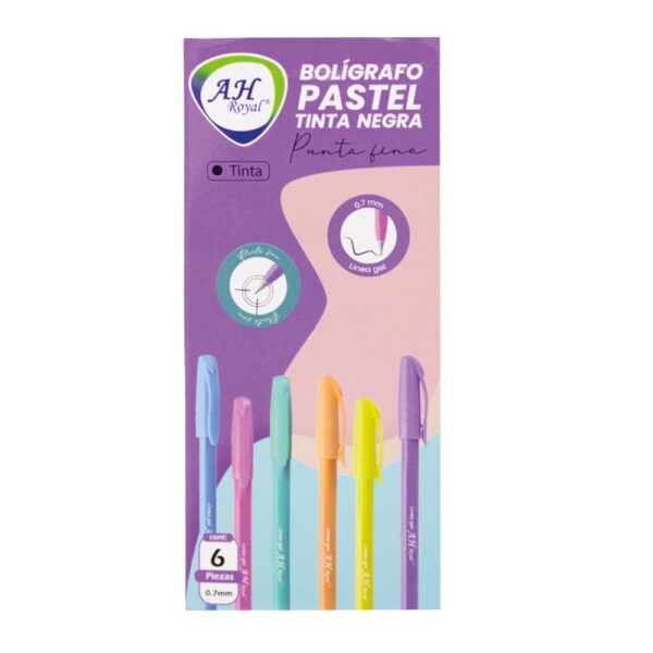 BOLÍGRAFO TRIANGULAR LINEA GEL COLORES PASTEL TINTA NEGRA