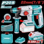 TALADRO ROTOMARTILLO 7/8"  20V SDS PLUS 2.0 JULES INCLUYE 1 BATERIA,1 CARGADOR Y 4 ACCESORIOS INDUSTRIAL  SUPER TOTAL (UTRHLI202081)