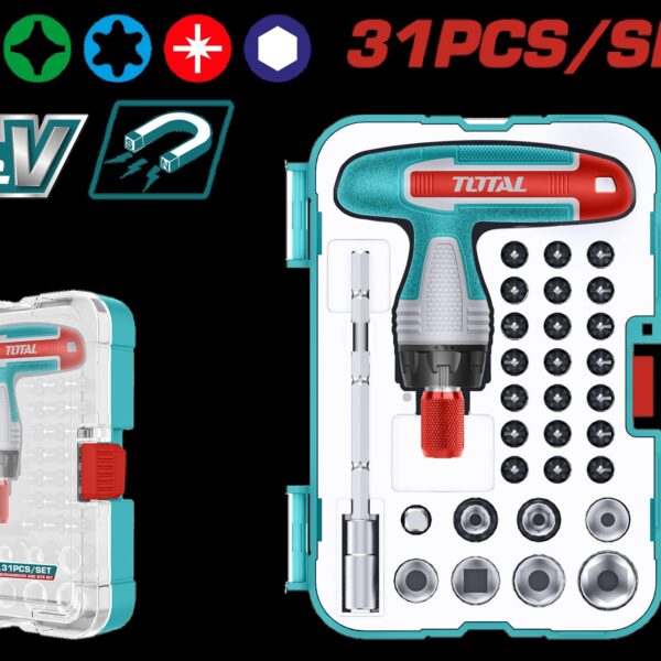 JUEGO DE DESTORNILLADORES PUNTAS INTERCAMBIABLES X 31 PZS SUPER TOTAL (TACSD30316)