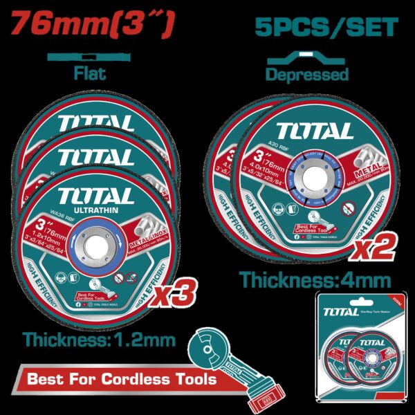JUEGO DE DISCOS DE CORTE 3 " X 5 PZS SUPER TOTAL (TAC303768)