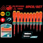 Destornillador Aislado 1000V Industrial Amarillo-Rojo Juego x 9 Pzs  Industrial Super Total (THTIS596)