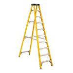 ESCALERA TIJERA 9 PELDAÑOS EN FIBRA DE VIDRIOCAP 150 KILOS USO INDUSTRIAL UDUKE CON PLATAFORMA  (HT3186)