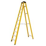 ESCALERA TIJERA 10 PELDAÑOS EN FIBRA DE VIDRIO CAP 150 KILOS USO INDUSTRIAL UDUKE CON PLATAFORMA  (HT3187)