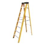 ESCALERA TIJERA 7 PELDAÑOS EN FIBRA DE VIDRIOCAP 150 KILOS USO INDUSTRIAL UDUKE CON PLATAFORMA  (HT3184)