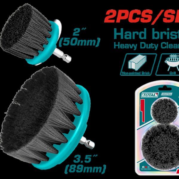 SET DE CEPILLO PARA TALADRO   3,5" JUEGO X 2 PCZ CERDA DURA INDUSTRIAL SUPER TOTAL (TACH1235)