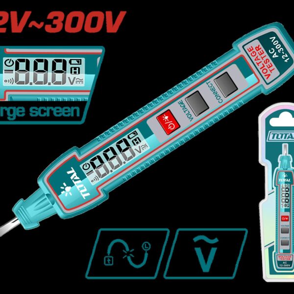 PROBADOR DE CORRIENTE DIGITAL 12V - 300V  INDUSTRIAL SUPER  TOTAL (THTS33001)