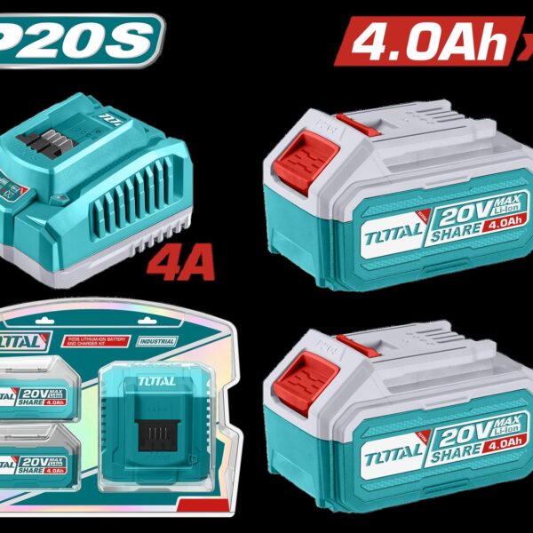 KIT DE 2 BATERIAS 4.0AH + CARGADOR DE 20V INDUSTRIAL SUPER TOTAL (UTFBCPK1424)