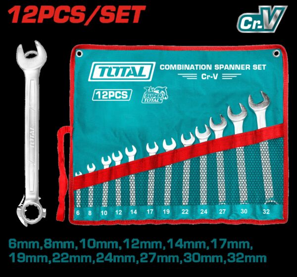 LLAVE MIXTA JUEGO X 12 PZS 6-32MM CRV INDUSTRIAL SUPER TOTAL (THT1022122)