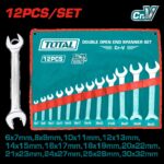 Llave Boca Fija Juego x 12 Pzs 6-32MM Crv Industrial Super Total (THT1023121)