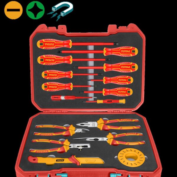 SET DE HERRAMIENTAS AISLADAS 1000V X 16 PZS INDUSTRIAL SUPER TOTAL (THKITH1601)