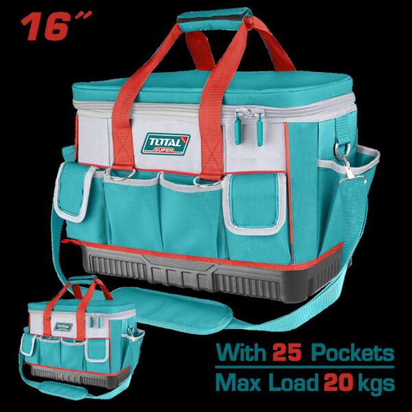 BOLSO DE HERRAMIENTAS 16 REFORZADO CAPACIDAD MAXIMA 20KG INDUSTRIAL SUPER TOTAL (THT561625)