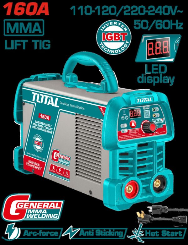 SOLDADOR INVERSOR DIGITAL 160A (MMA-LIFT TIG) 110-220V INDUSTRIAL SUPER TOTAL (UTW216059)