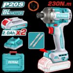 ATORNILLADOR DE IMPACTO INALAMBRICO 1/4 20V 230NM INCLUYE 2 BATERIAS, 2 PUNTA TALADRO INDUSTRIA SUPER TOTAL (UTIRLI2023)