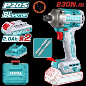 Atornillador de Impacto Inalambrico 1/4 20V 230NM Incluye 2 Baterias, 2 Punta Taladro Industria Super Total (UTIRLI2023)